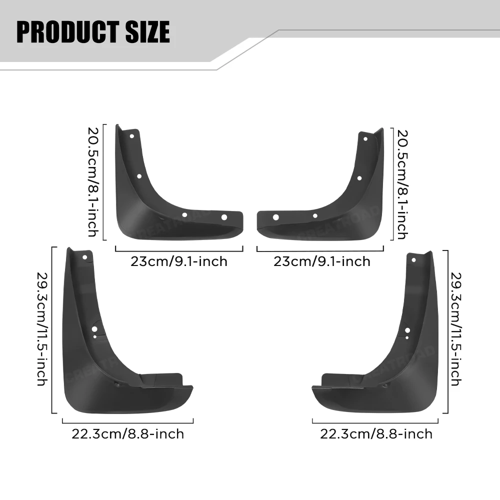 Custom Fit 4PCS Mud Flaps for Chrysler 300C 2005 2006 2007 2008 2009 2010 No Drilling Splash Guards Car Fender Accessories