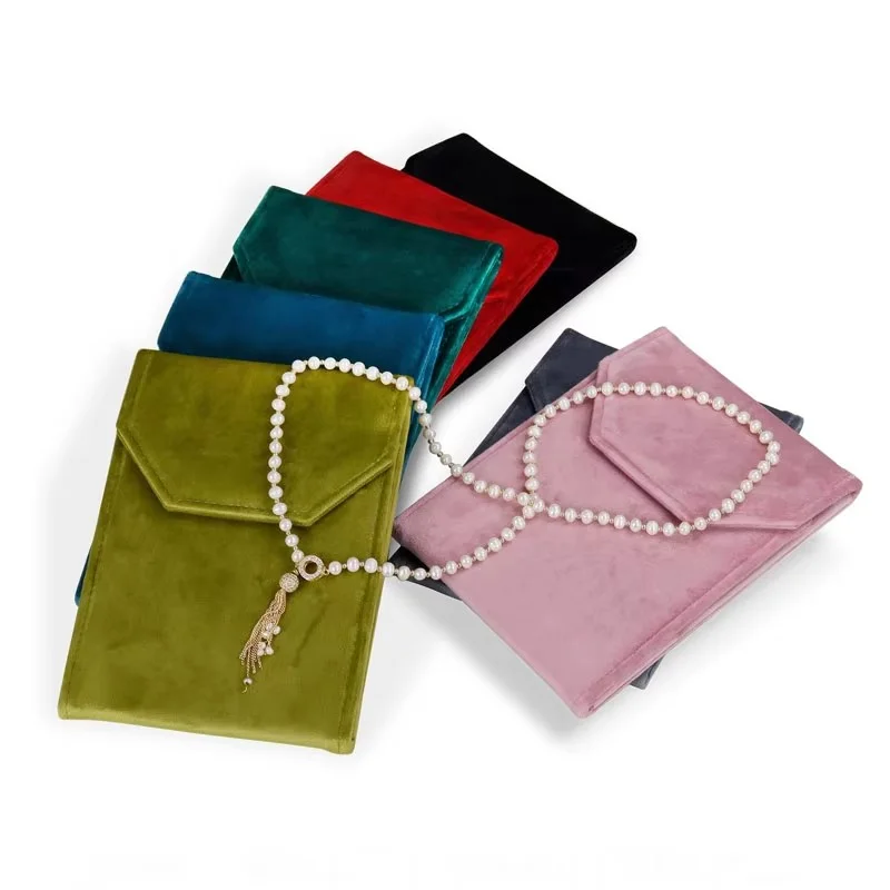 Velvet Jewelry Travel Pouch,Anti-Tangle Necklace Organizer Bag with Multi-Functional Storage,for Travel & Gift Packaging