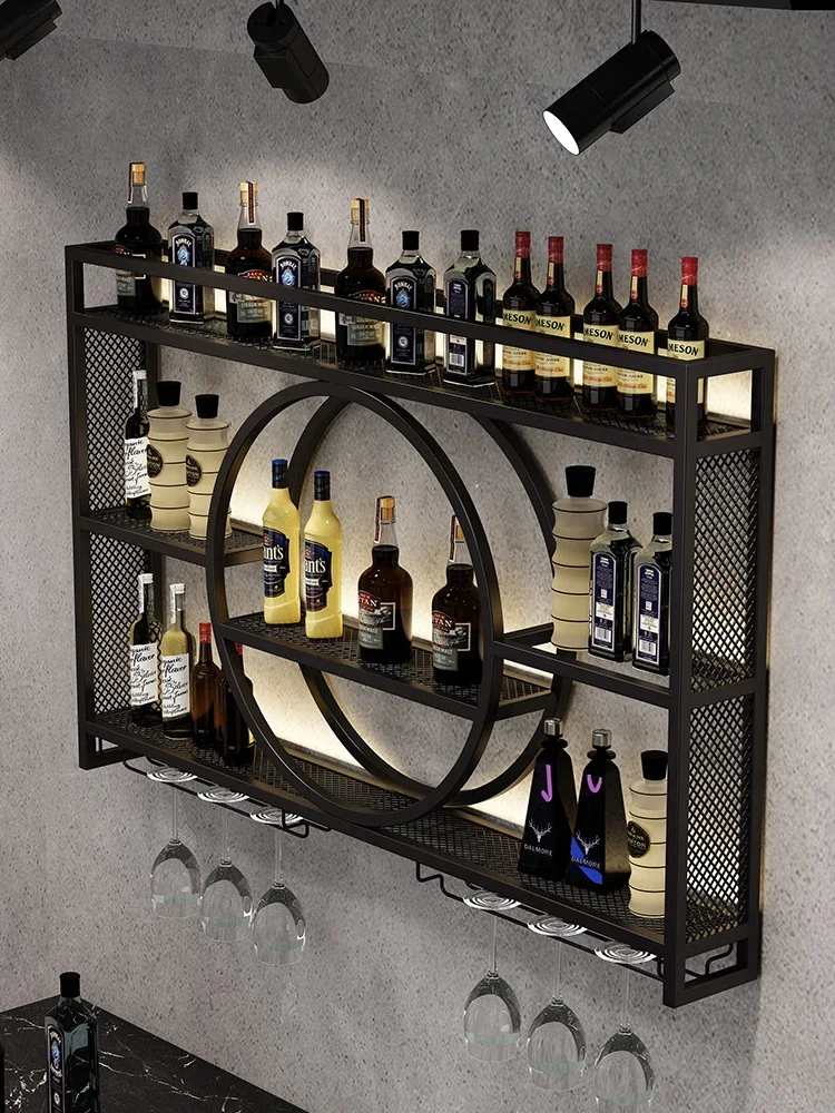 Internet celebrity wine rack wrought iron wall-mounted wine cabinet rack