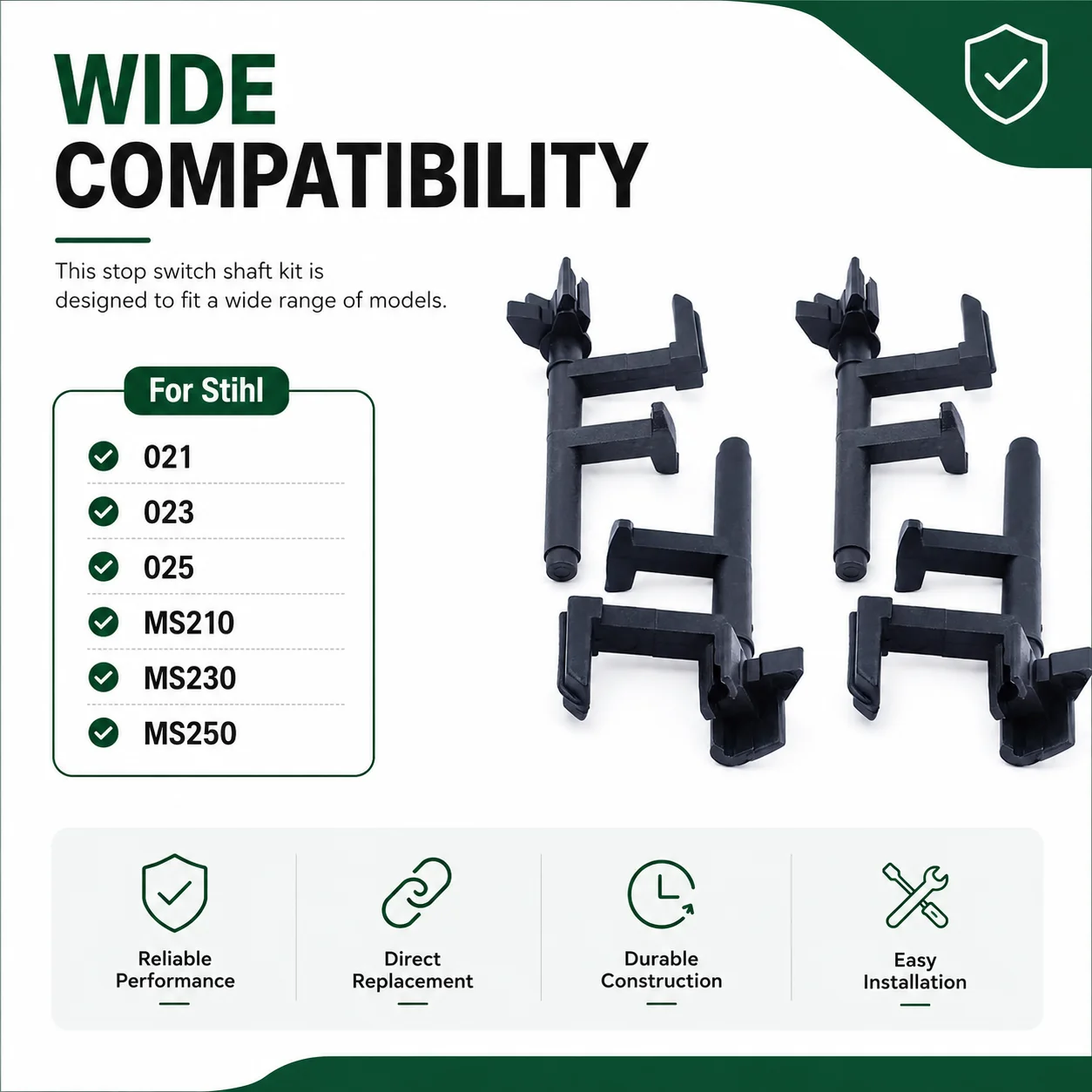 Stop Switch Shaft Kit 4PCS For Stihl 021 023 025 MS210 MS230 MS250 Chainsaw Parts Replaces 1123 182 0901 Kill Switch Repair Kit