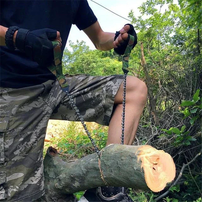 Imagem -03 - Serra de Arame Reforçada para Sobrevivência ao ar Livre Corrente de Mão Serrar para Acampar Caminhadas Aventura Aço Manganês Bushcraft Tool