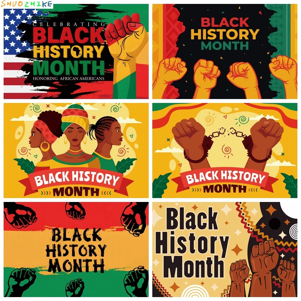 أسود التاريخ شهر خلفية الحدث حفلة جدار ديكور المعرض الثقافي التصوير خلفية ديكور مخصص راية ملصق