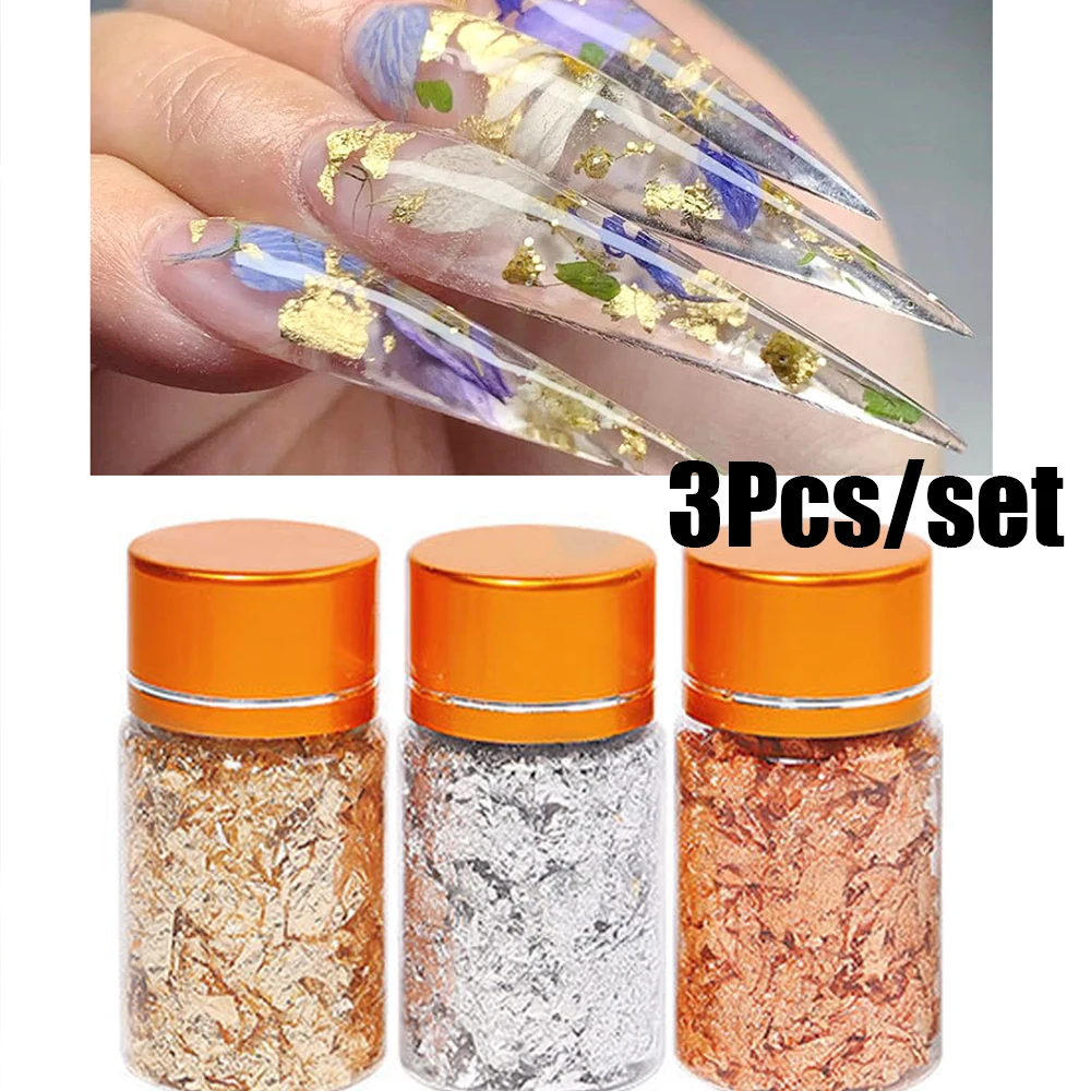 1Box Gold Silver Irregular Nail Art Foil Paper Glitter Gold Leaf Flakes Nail Art Sequin Foil Paper Fragments DIY Manicure Decora