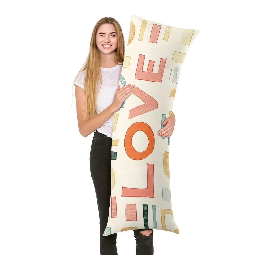 A Colorful Alphabet Long Pillowcase - Double-sided Print Design, with a Zipper, Machine Washable - Suitable for Bedding, Sofa, o