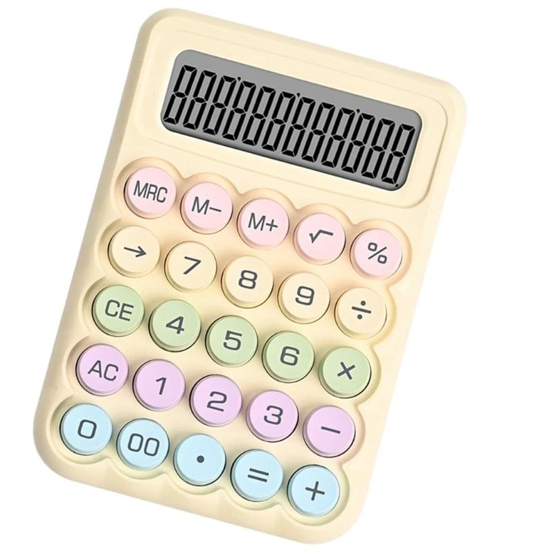 Round Button Calculator Mechanical Keypad Calculator with 12Digit Display Calculator for Students and Professional