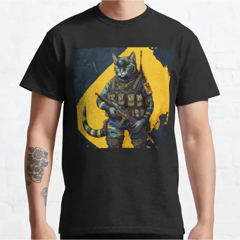 

Cat Ukrainian Soldier Defender of Ukraine Ukraine Pure Cotton Creative T-Shirt Round Collar Tees Short Sleeve Tops Plus Size4