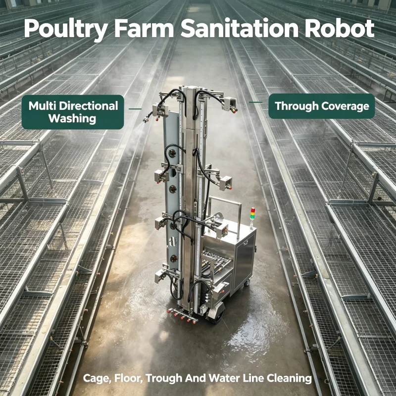 Multi‑Purpose Chicken Cage Cleaning Robot Automated High‑Pressure Washing System For Poultry Breeding House Coop Disinfection