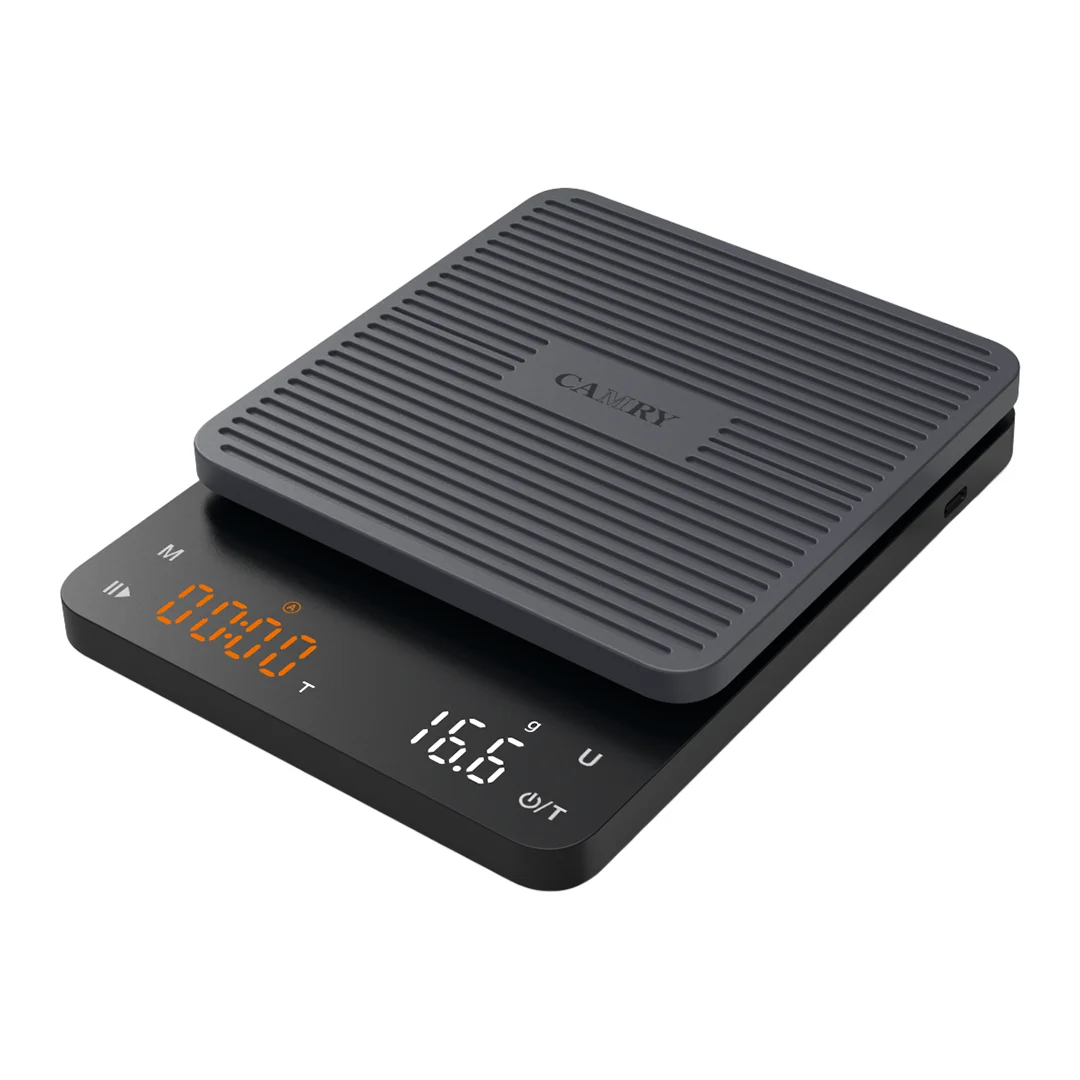 타이머가 달린 주방 체중계, 고정밀 커피 체중계, 드립 에스프레소 체중계, 자동 용기, 터치 센서 실리콘 커버, 0.1g