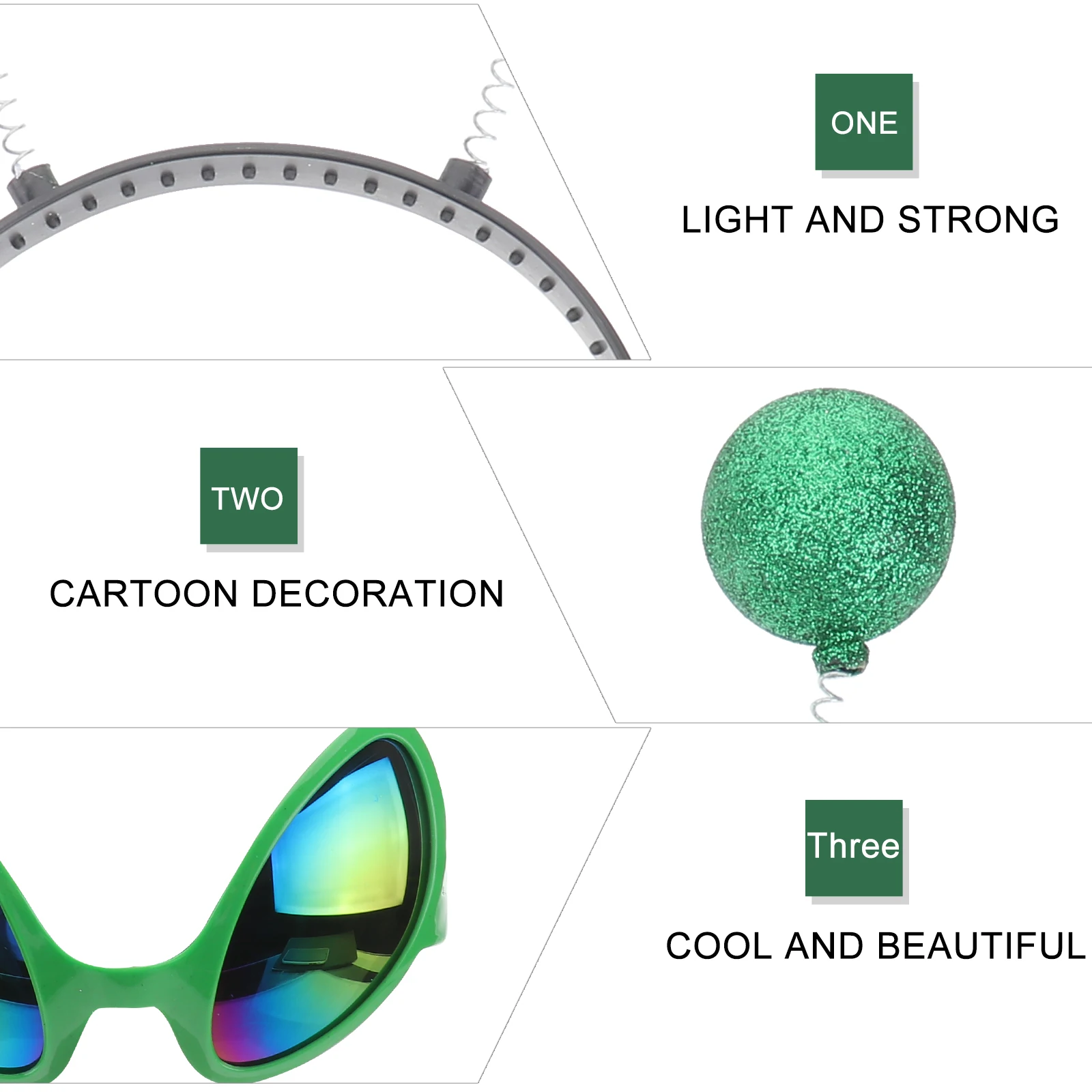 

6pcs Festival Headdress Saucer Man Glasses Decorative Hair Accessories For Costume Party Cosplay Hairband Cartoon Design