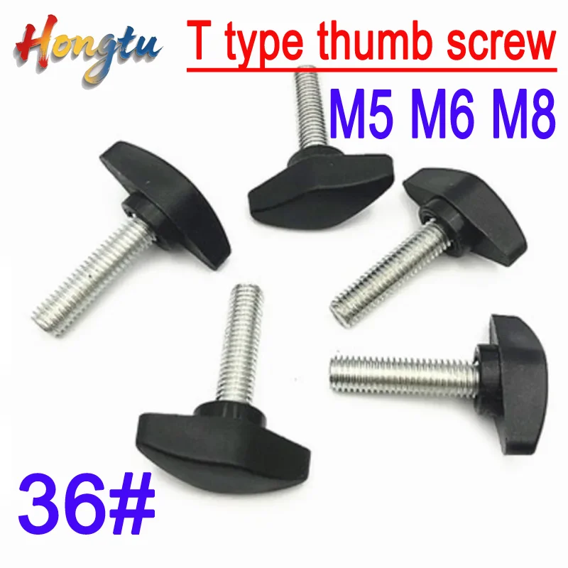 

Hongtu 2-5pcs/lot M5 M6 M8 36# T type wing Nylon Plastic Head Handle Thumb Screw Bakelite Bolt