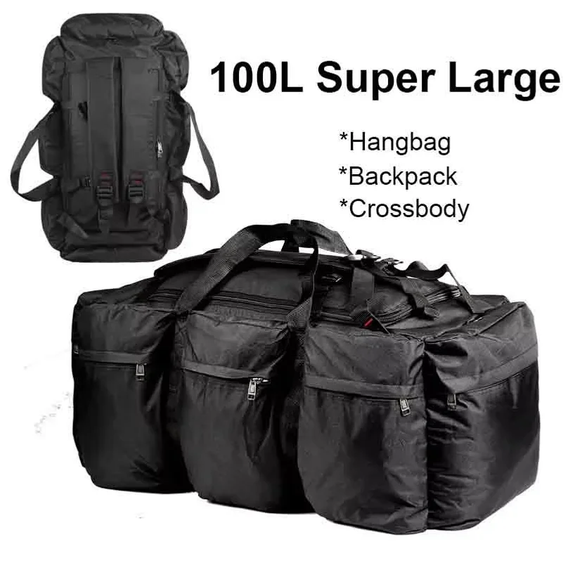 100L Camping Bag Travel Backpack Large Luggage for Men Outdoor Shoulder Hiking Trekking Tourist Tactical Carry-on Duffel Weekend