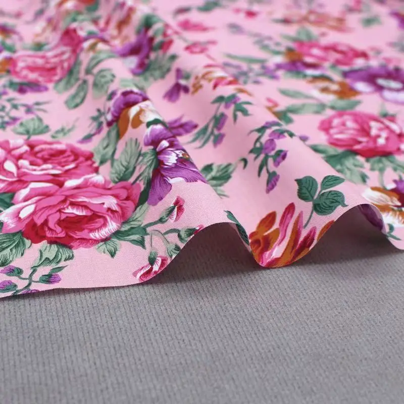 100X148cm Cotton Poplin Fabric Sew On Clothes Shirt Bow Dress Fabric Spring Summer Vintage Rose Flower Patterns