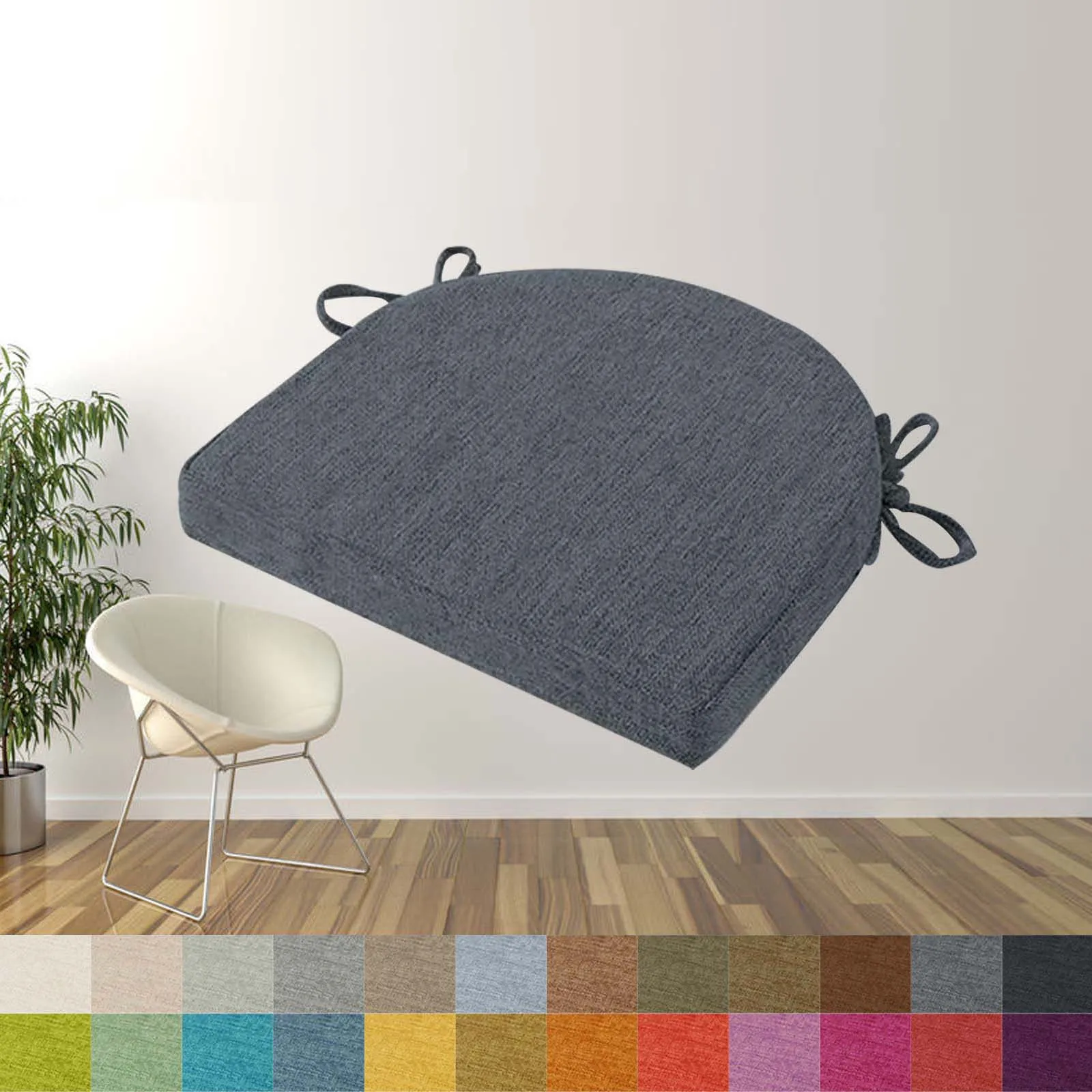 Dining Chair Seat Cushions with Removable Cover And Straps, Washable Cushions for Home Garden, Square Round Seat Pad for Kitchen
