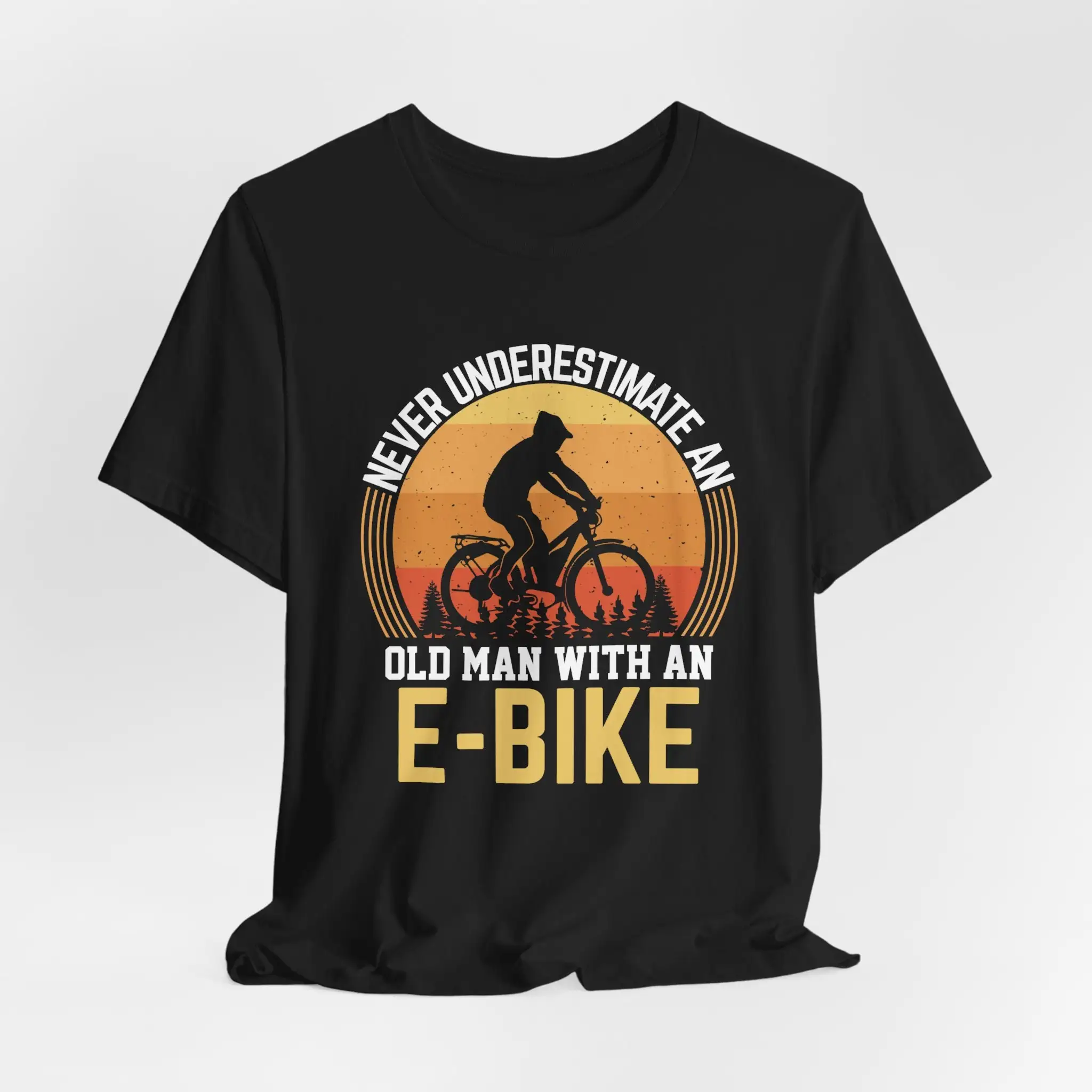 Old Man With An E Bike Mountain Humor T Shirt Heavy Cotton Cycling Apparel Funny Cyclist Rider