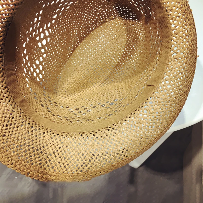 Vintage Straw Hat Summer Beach Sunshade Hat British Jazz Hollow Cap For Men Women Classic Cowboy Straw Cap Wholesale