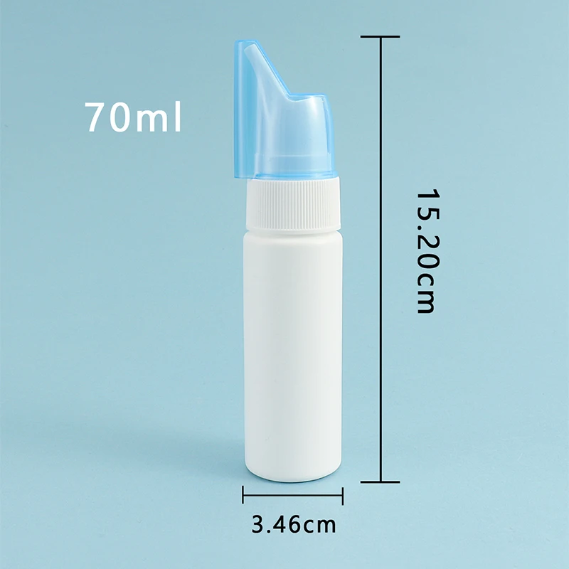 1 Pcs 70ml Empty White Bottle With Blue Lid Refillable Fine Mist Sprayers Atomizers Travel Sized Empty Nasal Sprayer Bottle 2oz