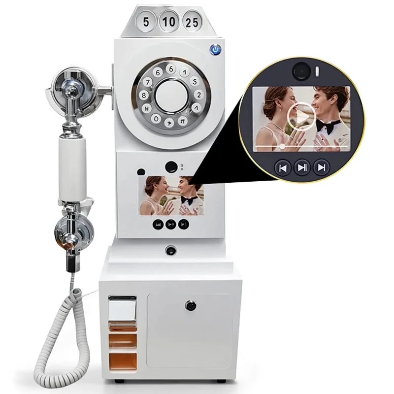 White Audio Guestbook Portable Design Video Audio Guestbook Phone
