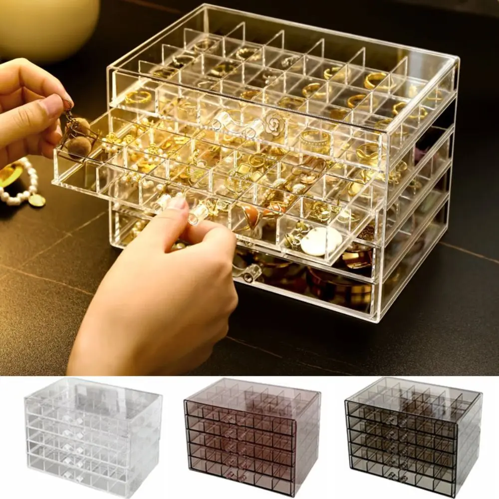 120Grids Jewelry Storage Box Acrylic Dustproof Jewelry Transparent Box Necklace Bracelets Drawer Style Nail Art Organizer Box