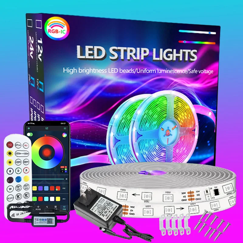 

RGBIC LED Strip Lights Outdoor Waterproof Led Light Remote with App Control Music Sync Color Changing Rope Lights for Room Decor