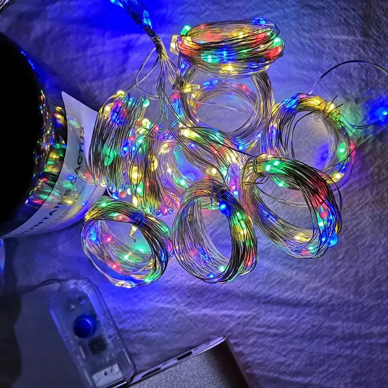 LED Curtain String Lights Christmas Garland Decor Fairy Light 8 Modes USB Remote Control Wedding Holiday Party for Bedroom Home