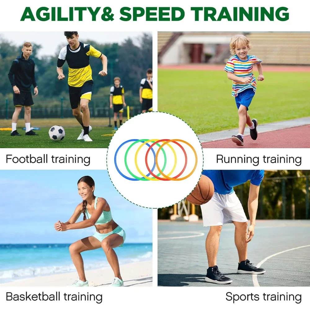Agility Rings Training Hopscotch Rings Plastic Circle Jumping Hoops For Exercise Soccer Football Gym Footwork Training