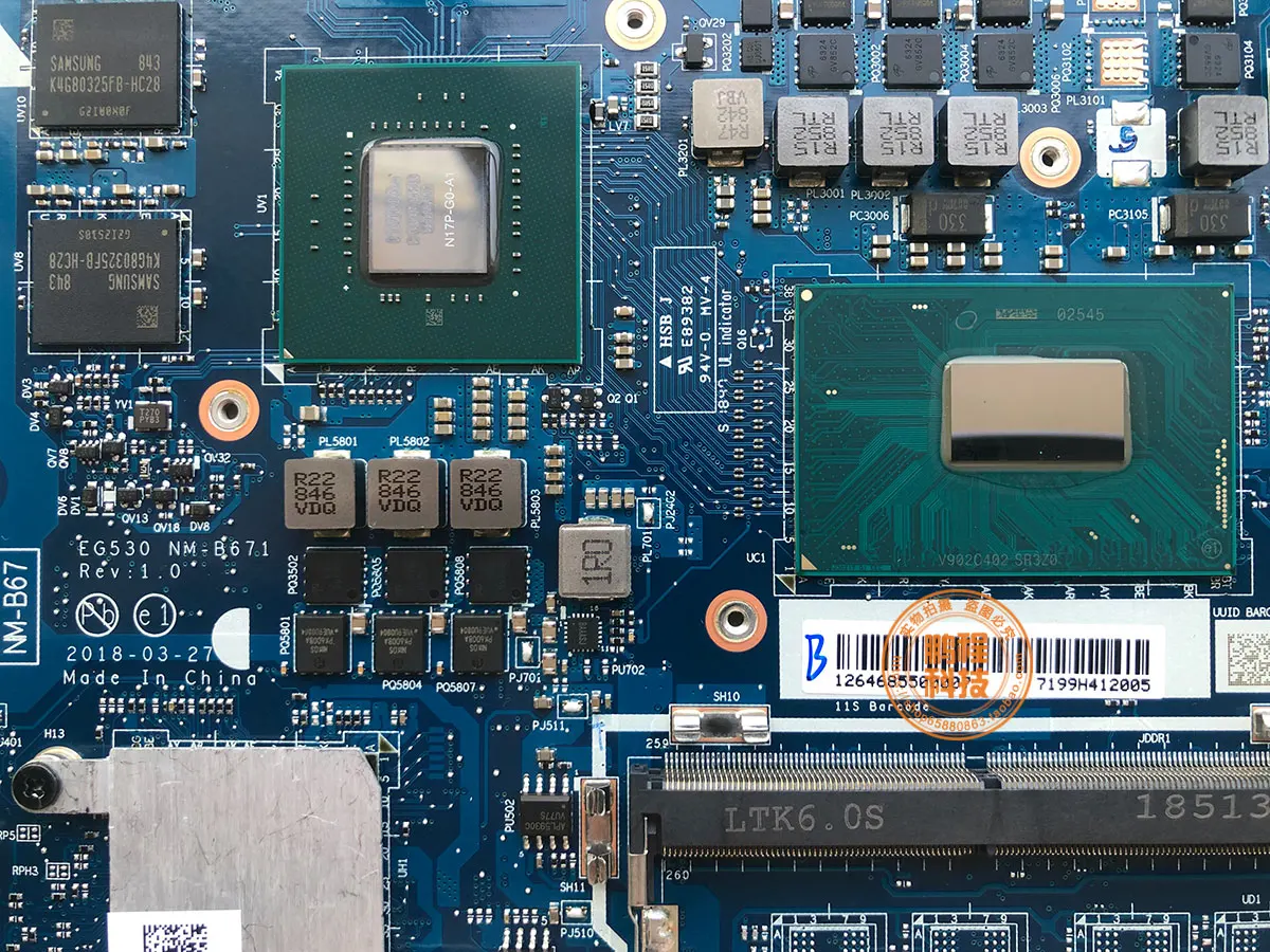NM-B671 Motherboard for Lenovo 330-15ICH 330-17ICH Laptop Mainboard CPU I7-8750H I5 8300H GPU GTX1050 2G RMA 4G Tested 100%