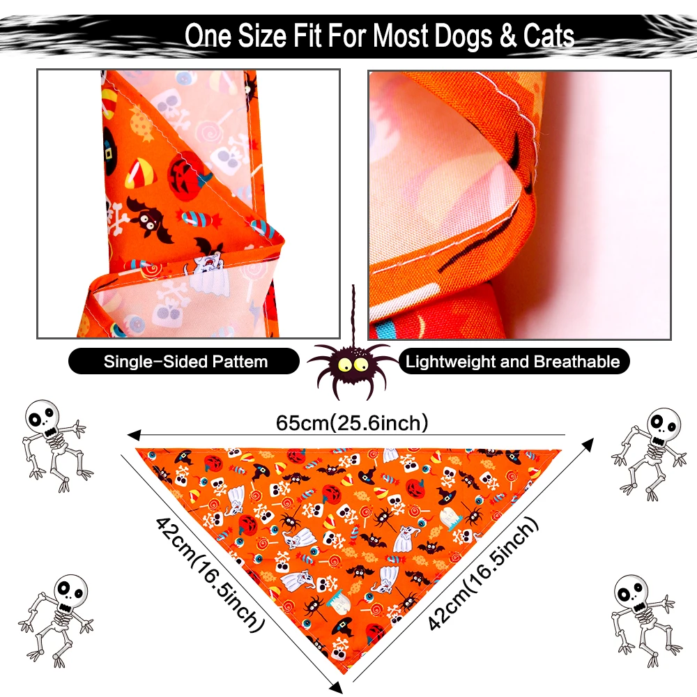 10/20PCS Pet Scarf For Dogs and Cats Halloween Party Dog Bandanas Adjustable Pet Triangular Scarf Dog Accessories Pet Supplies