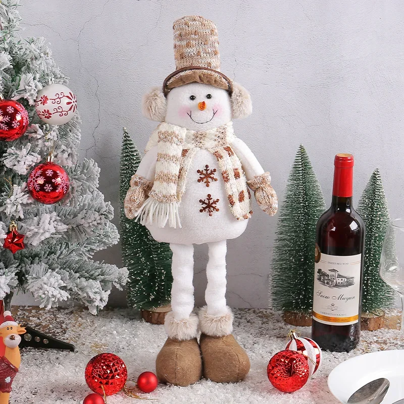 Christmas snowman retractable doll knitted elk doll holiday window scene decoration