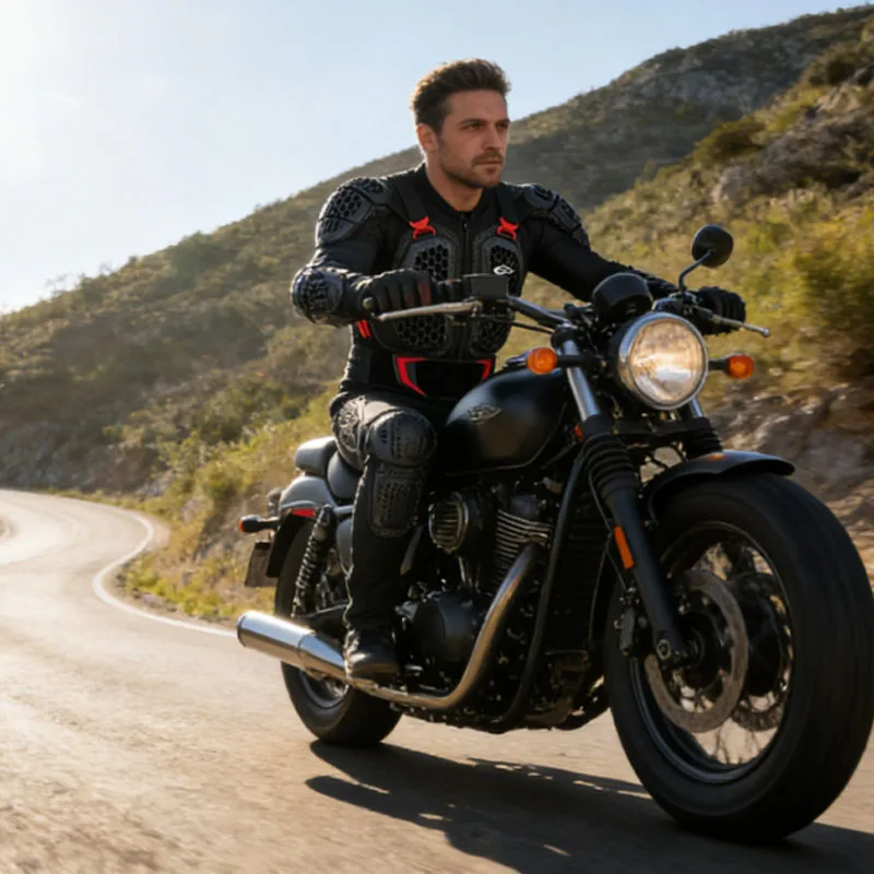 

Summer Lightweight Ventilated Motorcycle Jacket - Men Racing Armor Protector Gear Shoulder Back Guards Abrasion Resistant Jacket