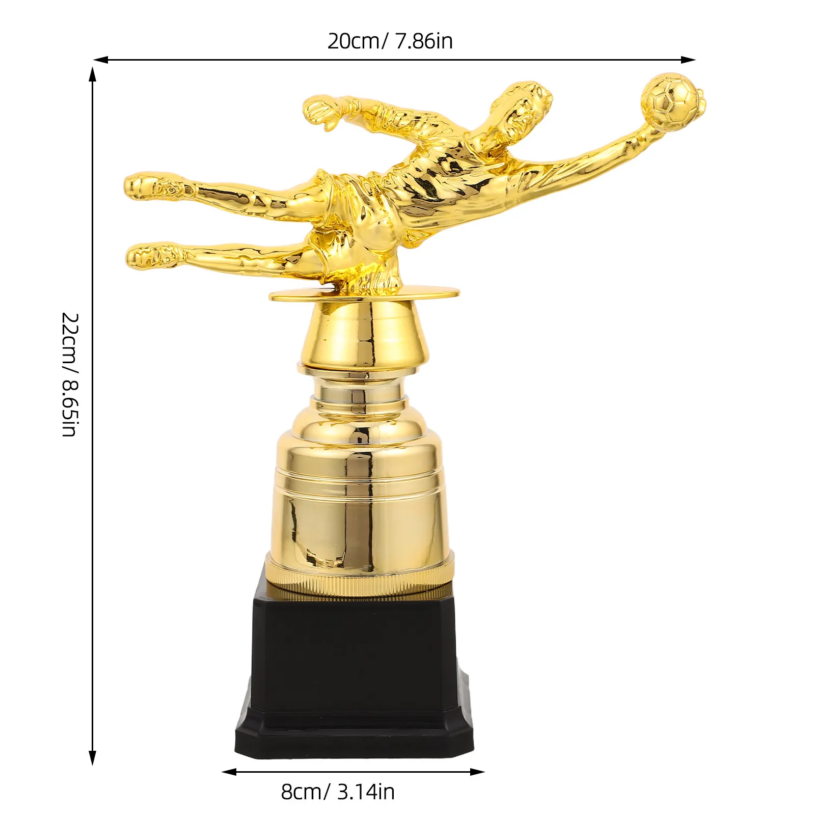 Gold Football Goalkeeper Trophy with Stable Base for Club, School Ceremony & Recognition
