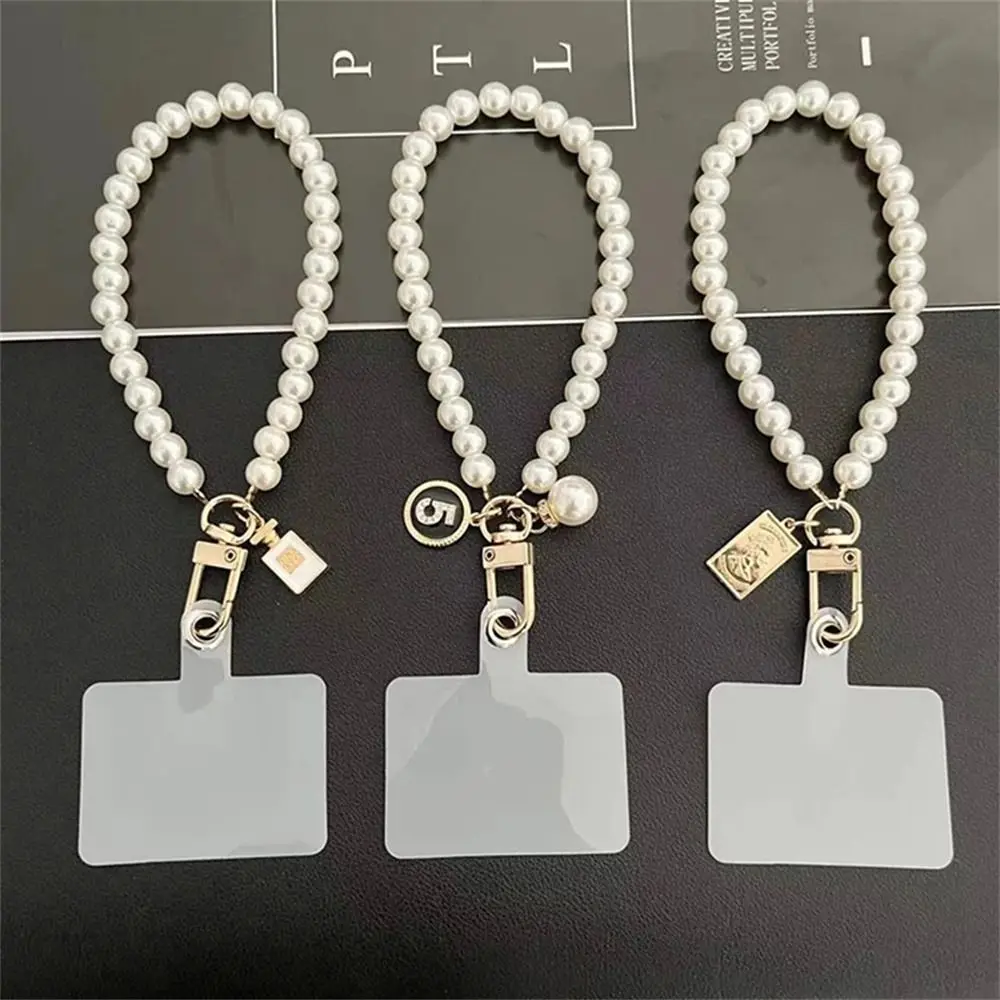 1 Pc Fashion Pearl Lanyard Strap Anti-Lost White Hand Rope Woman Girl Cellphone Case Hanging Jewelry Bracelet Ornaments