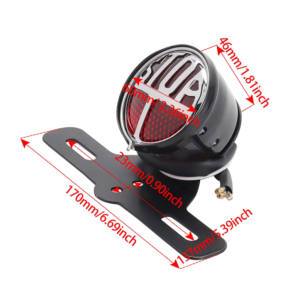 Motorcycle 12V Round Stop Vintage Rear License Plate Mount Tail Brake Light Custom Halogen For Harley Bikes Chopper Bobber