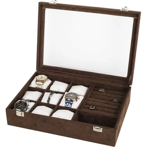 Impala Clock + Ring + Cufflink + Glasses Multi-Purpose Wooden Case + Leather Plated Jewelry Box