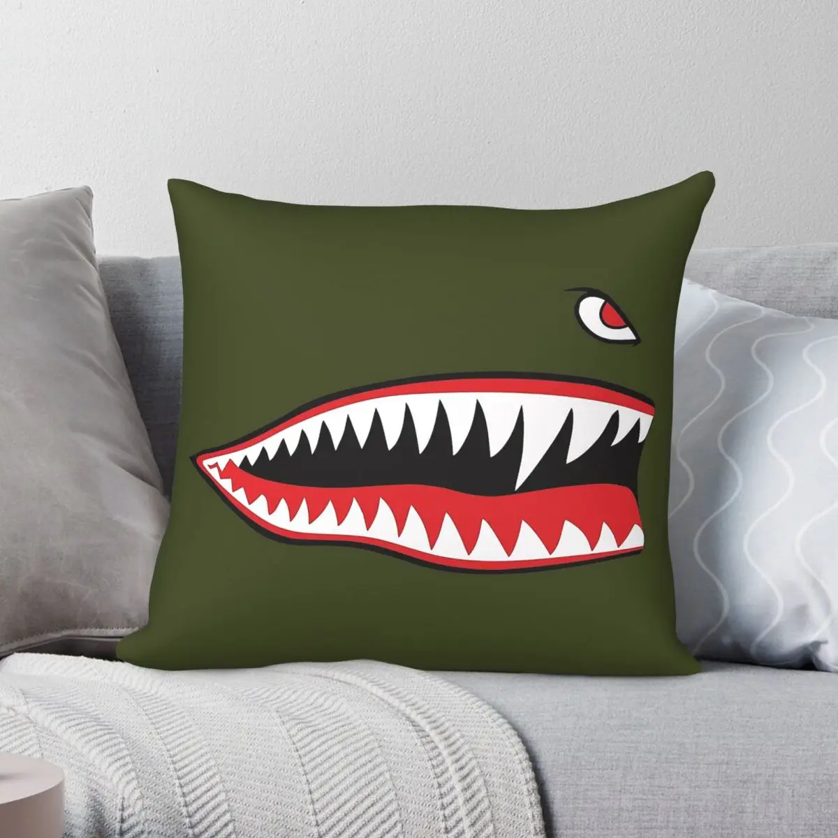 Flying Tigers Nose Warhawk Square Pillowcase Polyester Linen Velvet Pattern Zip Decor Sofa Seater Cushion Cover