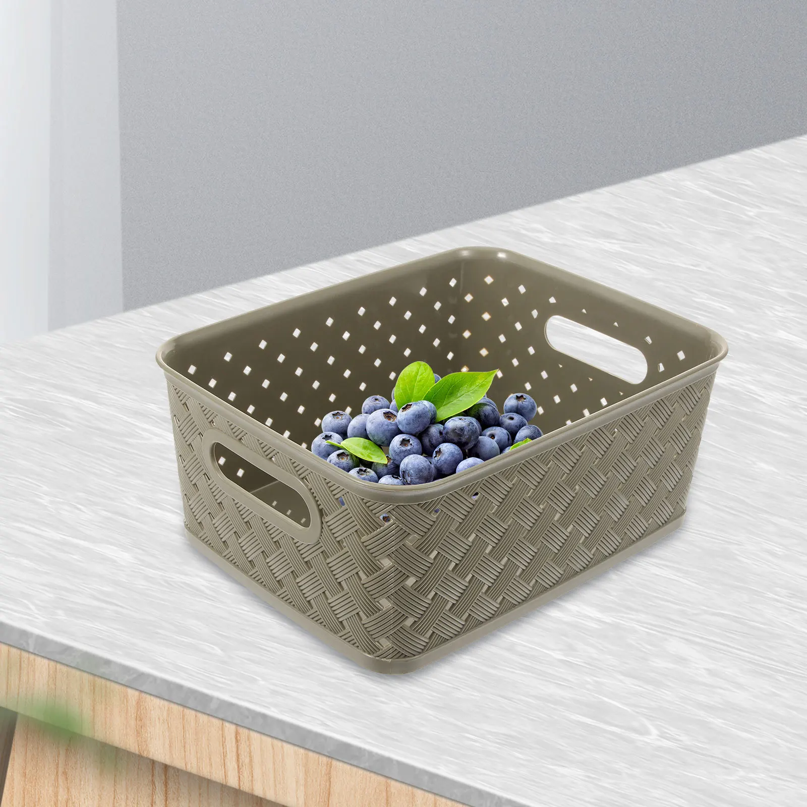 

3 шт., корзина для хранения ручной работы, пластиковые корзины с ручкой-органайзером для стола, настольные полки, тканая корзина с ручкой