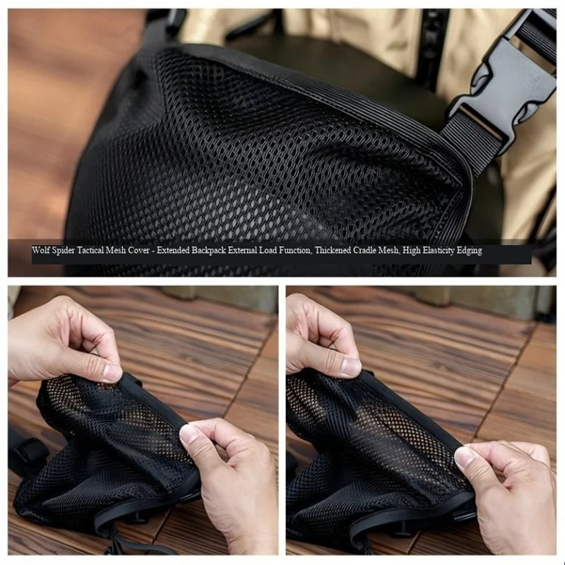 Wolf Spider Tactical Helmet Mesh Cover Military Fans Outdoor Leisure Backpack Basketball Mesh Bag Molle Accessories Storage Bag
