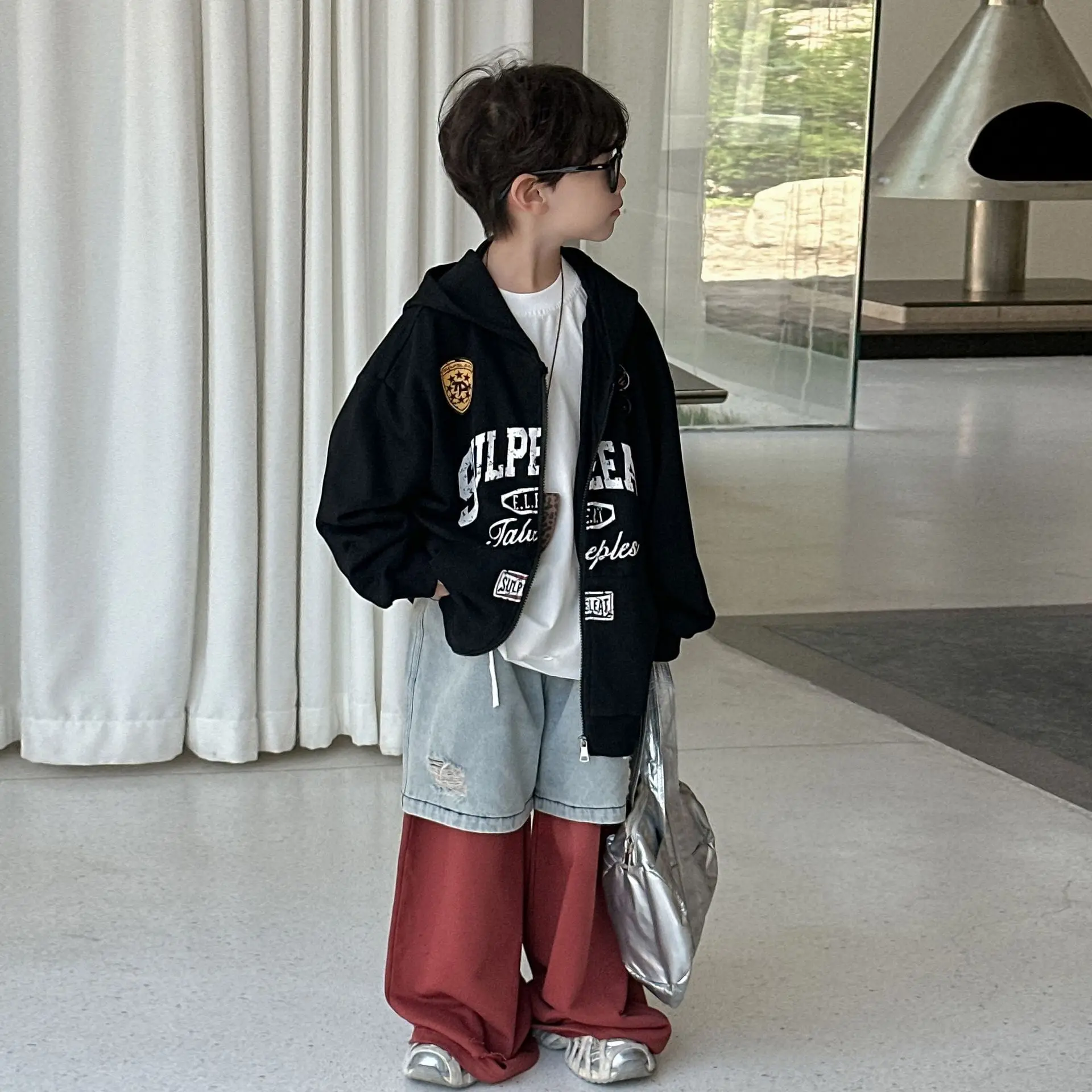 

Children Clothes Boys Coat Spring and Autumn Korean Style 2025 New Autumn Hooded Sportswear Kids Trendy Handsome Tops