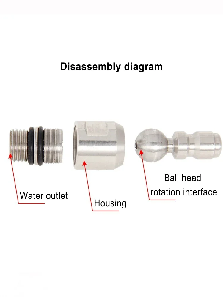 Spherical, Stainless Steel with Brass 1/4 Quick-insert Connector M14 Nozzle