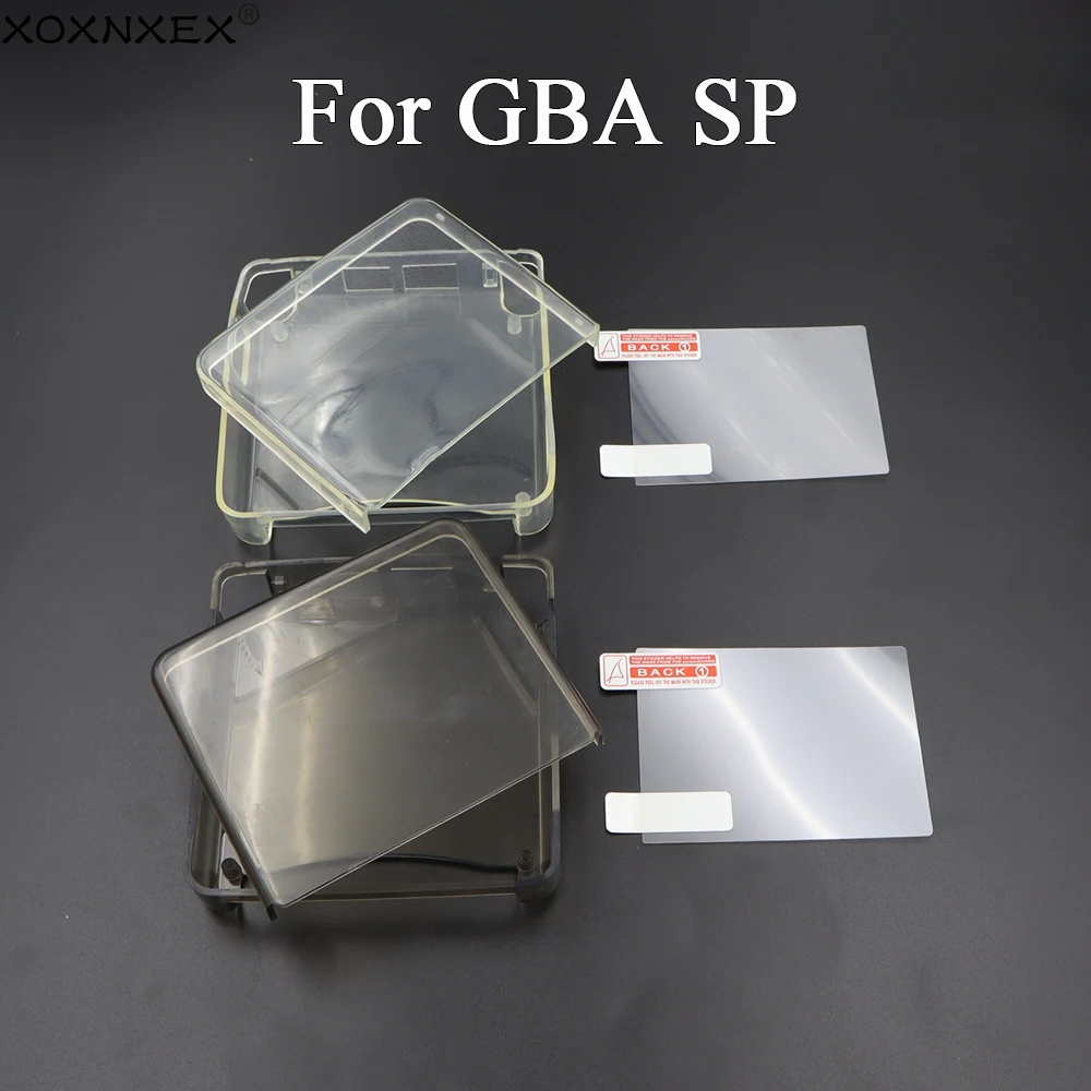 1Set für Gameboy Advance GBA SP Spielkonsole, transparente Silikon-Gummihülle, Schutzhülle und Displayschutzfolie