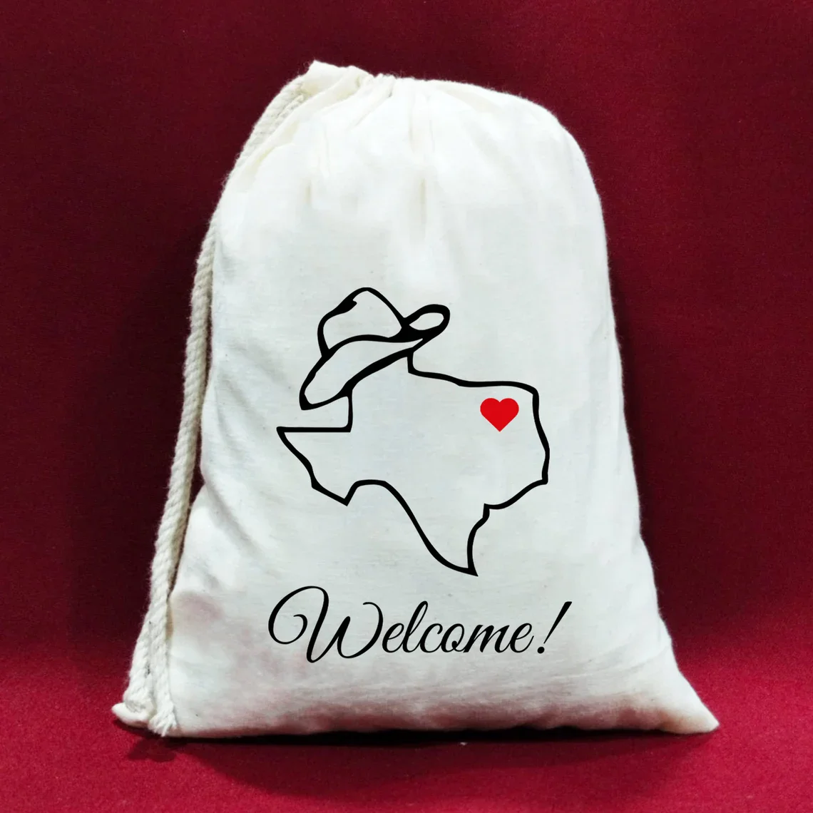 Texas Welcome Favor Bag, Texas Destination Wedding Favors, Austin Wedding Bag, Texas State Outline Map Bag, Beach Wedding Party