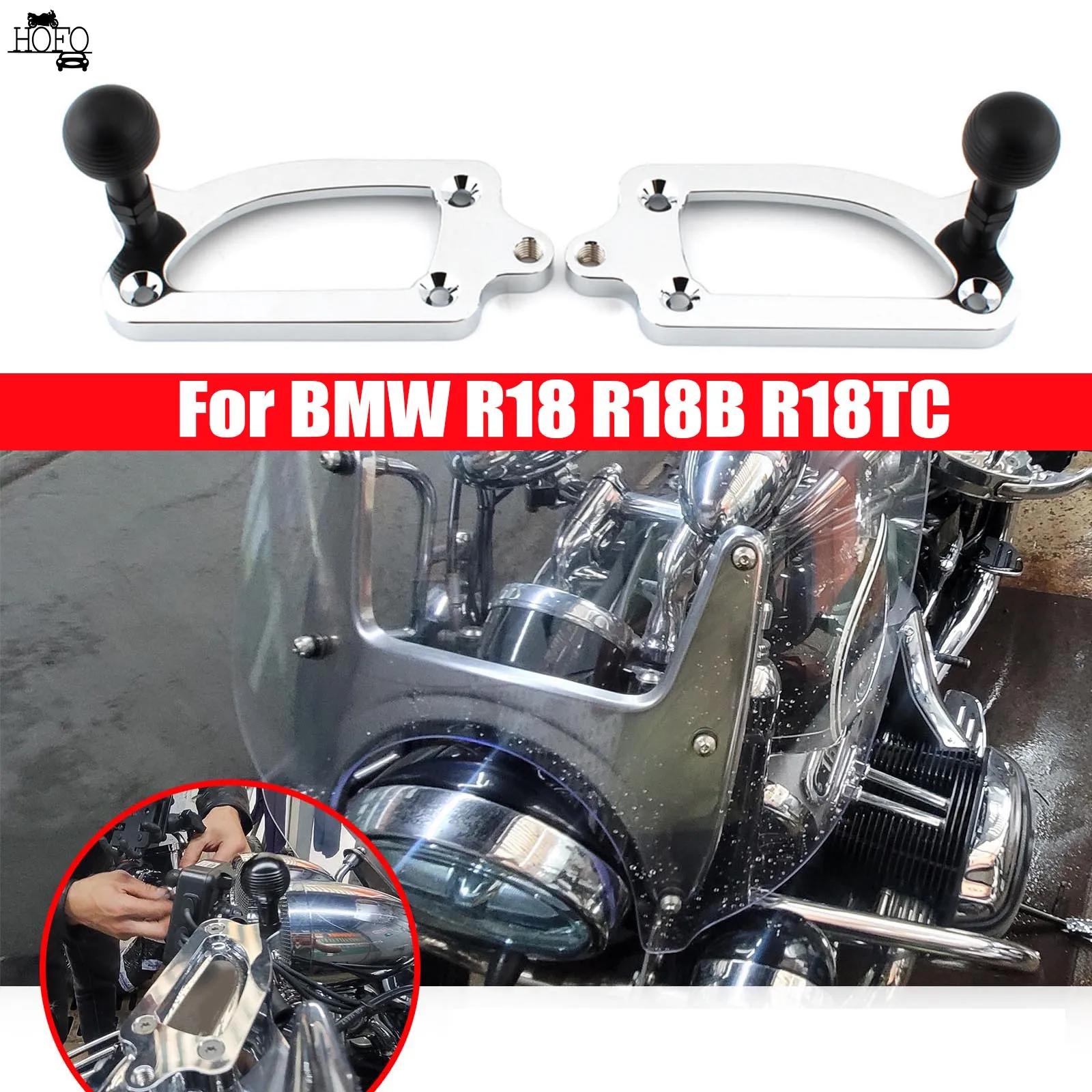 

1 Pair Motorcycle Upper Pump Cover Hand Bracket Ball Head Brake Oil Cup Cover Aluminum For BMW R18 R18B R18TC