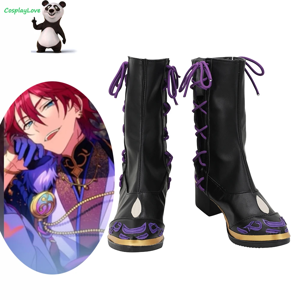 

CosplayLove Ensemble Stars Shinkai Kanata Tomoe Hiyori Amagi Rinne Black Cosplay Shoes Long Boots Leather Chrismtas Custom Made