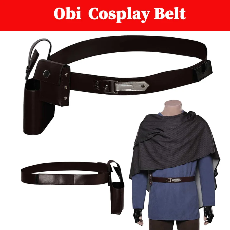 Cinturón de Cosplay Obi para hombres y adultos, accesorios de disfraz de color marrón oscuro, cinturilla de batalla espacial, accesorios de fiesta de Halloween