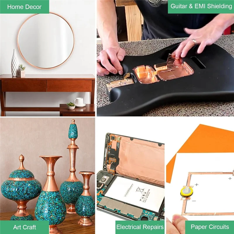 

Copper Foil Tape Conductive Copper Tape Suitable For Stained Glass 4 Sizes (0.2/0.24/0.3/0.4 Inches) X 82.5 Feet 4Piece-AA70