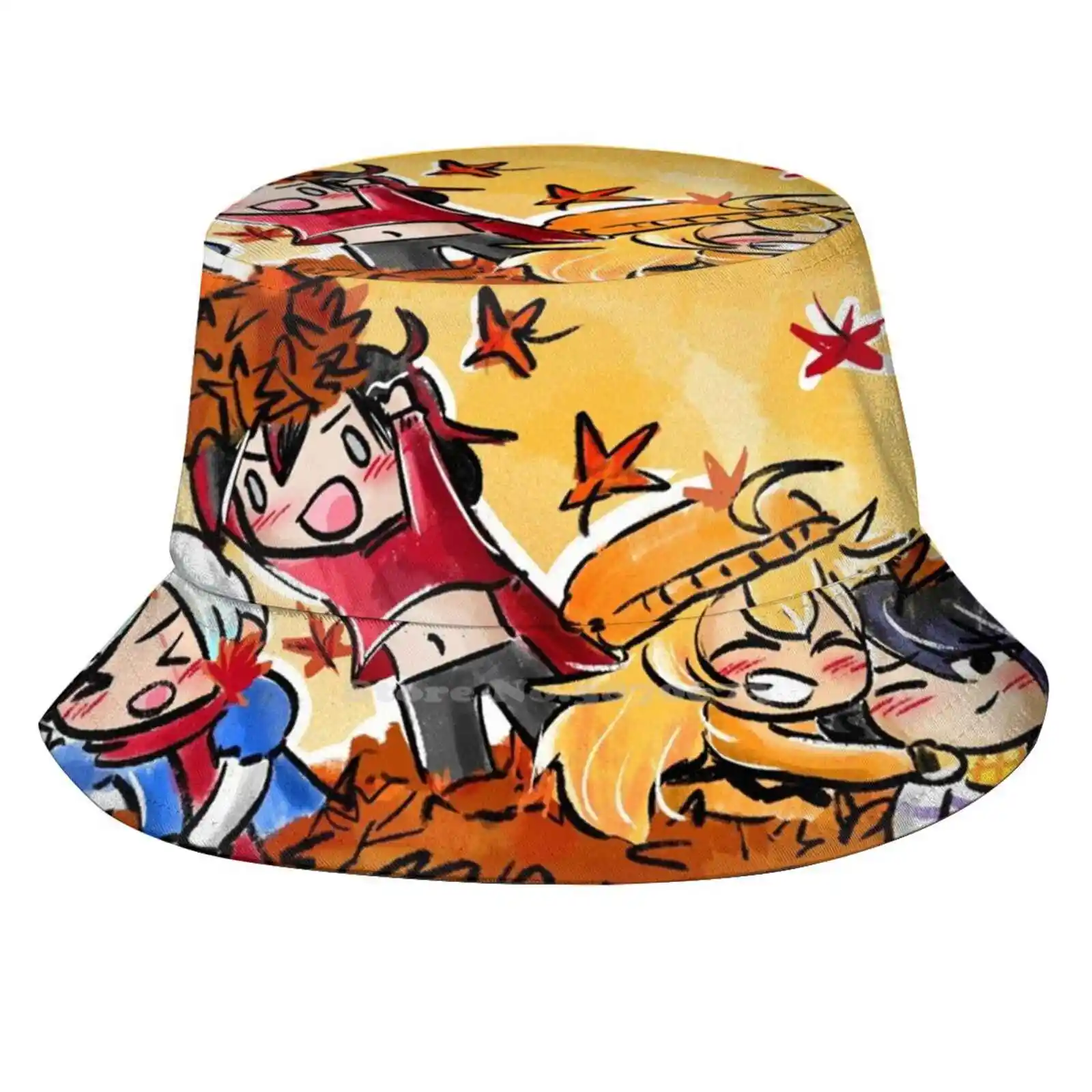 Fall Print Bucket Hats Sun Cap Fall Ruby Rose Weiss Schnee Blake Belladonna Yang Xiao Long