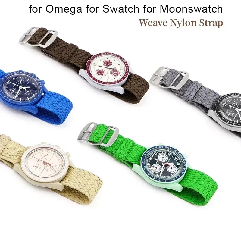 20mm Fabric Woven Watchband for Omega for MoonSwatch Constellation Planetary Men Women Sport Watch Nylon Strap Bracelet