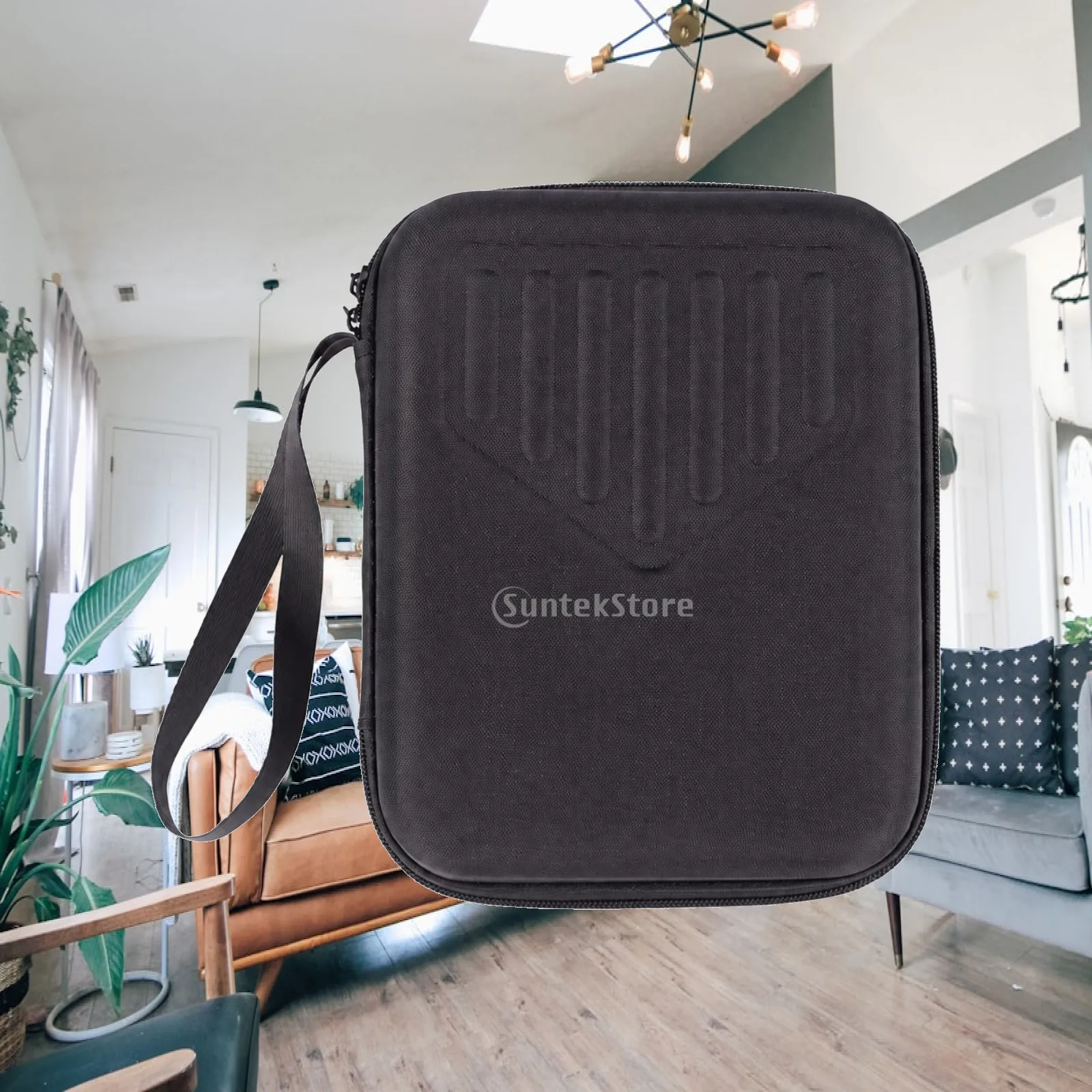 EVA Foam Kalimba Storage Bag Hard Shell Thumb Piano Protective Case with Mesh Compartment and Carry Strap