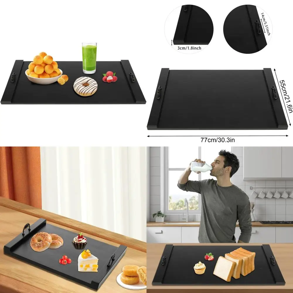 

30x22 Inch Noodle Board Stove Cover with Handles for Electric and Gas Stoves, Wooden Decorative Rustic Style