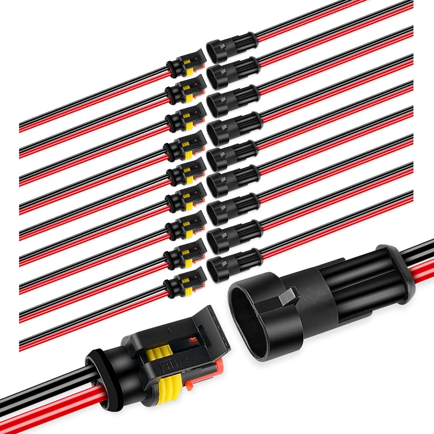 10pcs Waterproof Wire Connector 16 AWG Plug Auto Electrical Wire Quick Disconnect Connect Wire Connector Suitable for car Truck