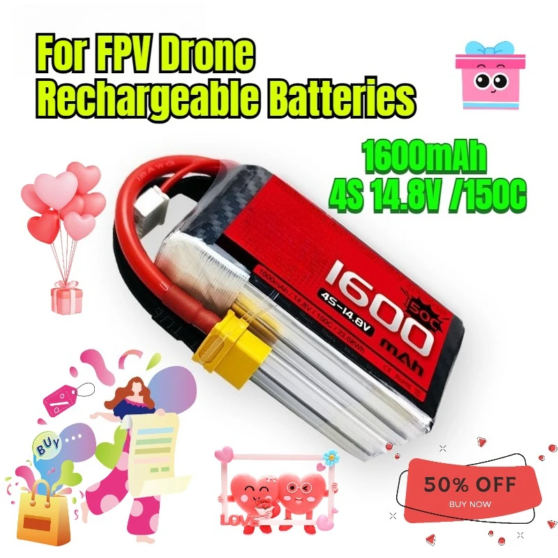 

1600mAh 4S 14.8V /150C for FPV Drone Rechargeable Batteries